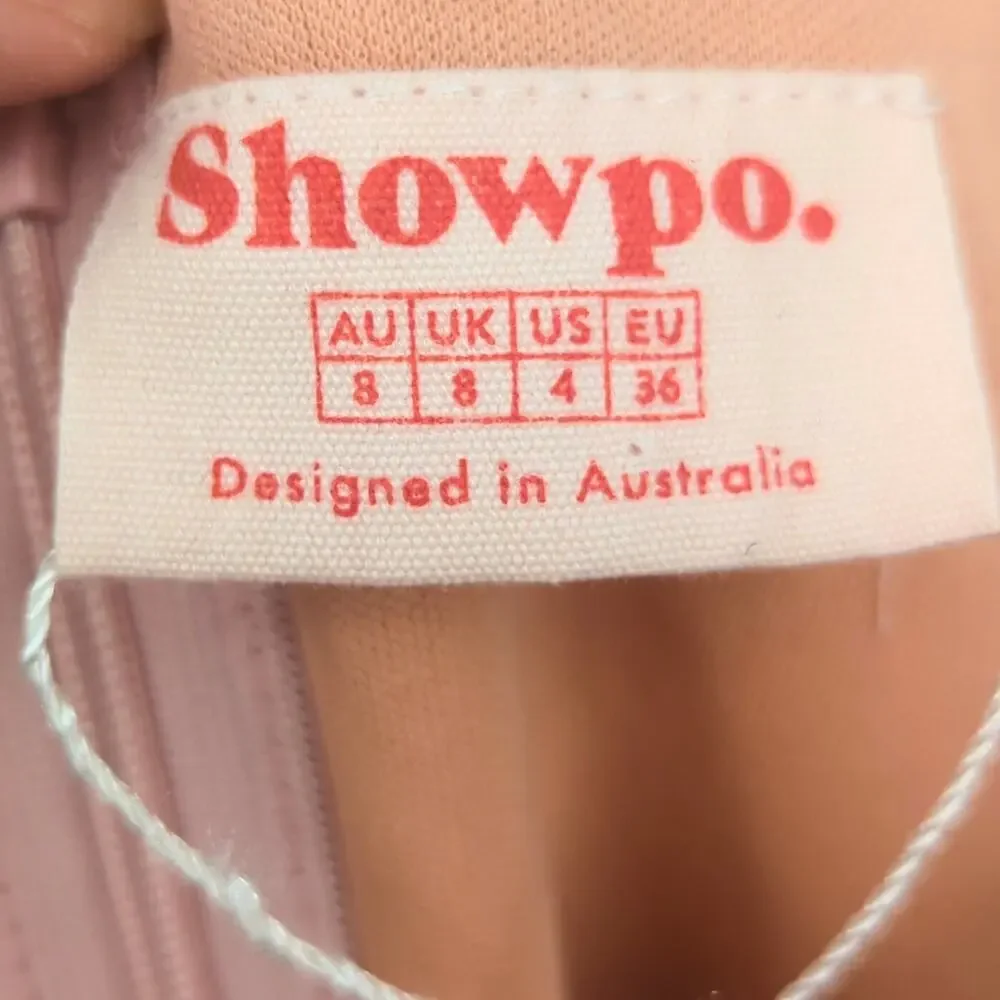 Showpo Women’s Size 4 Jumpsuit Balletcore Draped Pink Wide Leg Feminine Romantic
